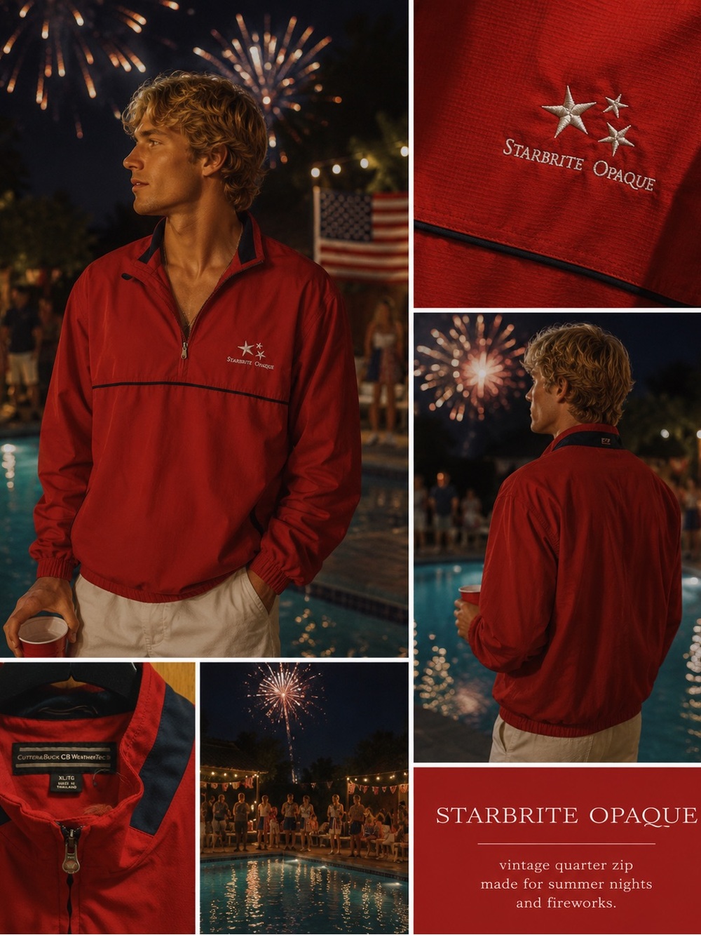 Cutter & Buck Red Jacket with Navy Trim and Embroidered Logo